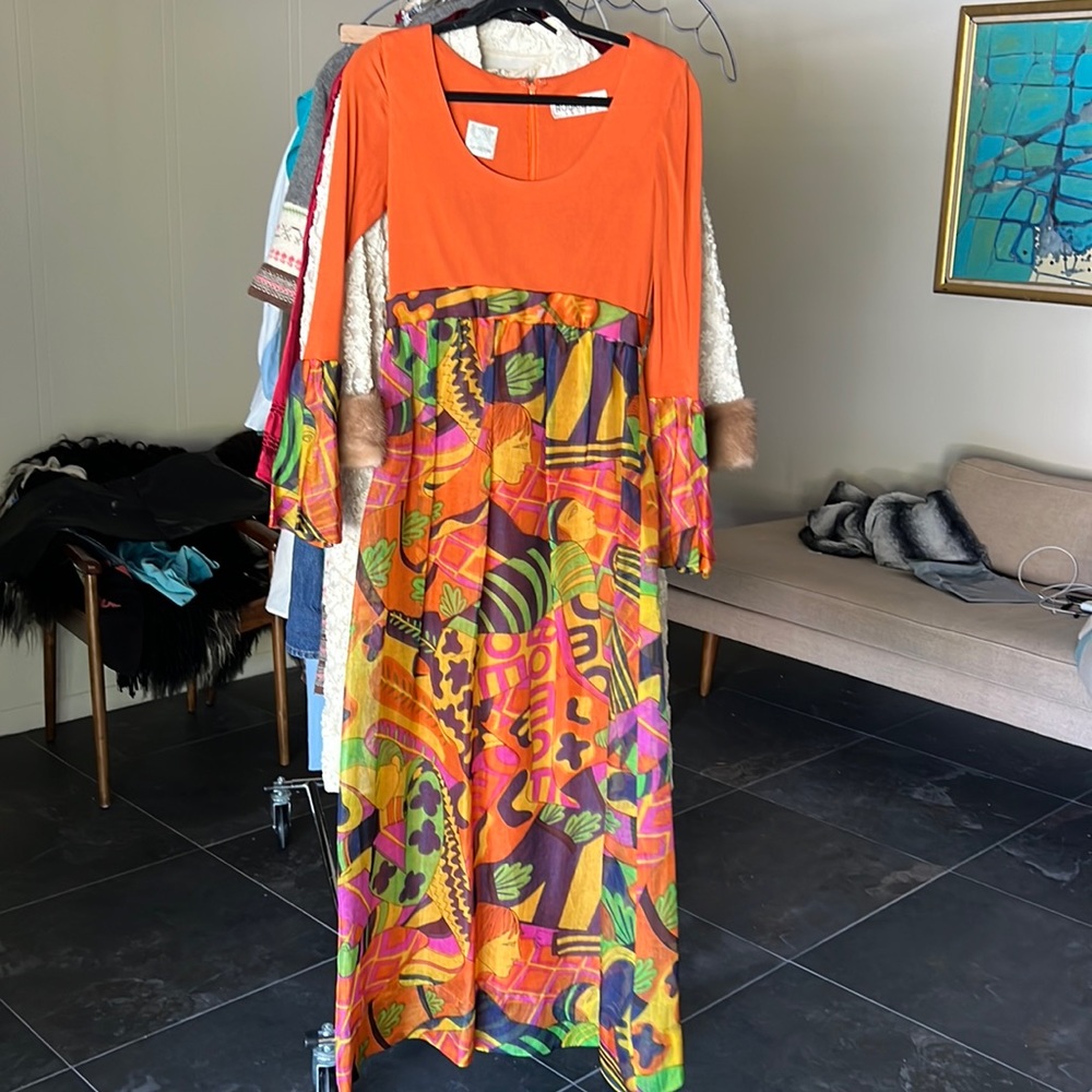 70’s gauze Greek jester dress